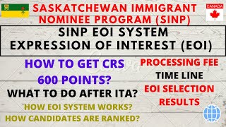 SINP EOI System 2020 |Submit Expression Of Interest |How To Get 600 CRS Points by Saskatchewan PNP