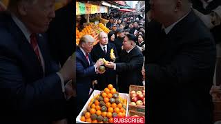 Leaders Trump, Putin, Kim Jom Un, have gone to a fruit shop #ai #technology #putin #trump #shorts