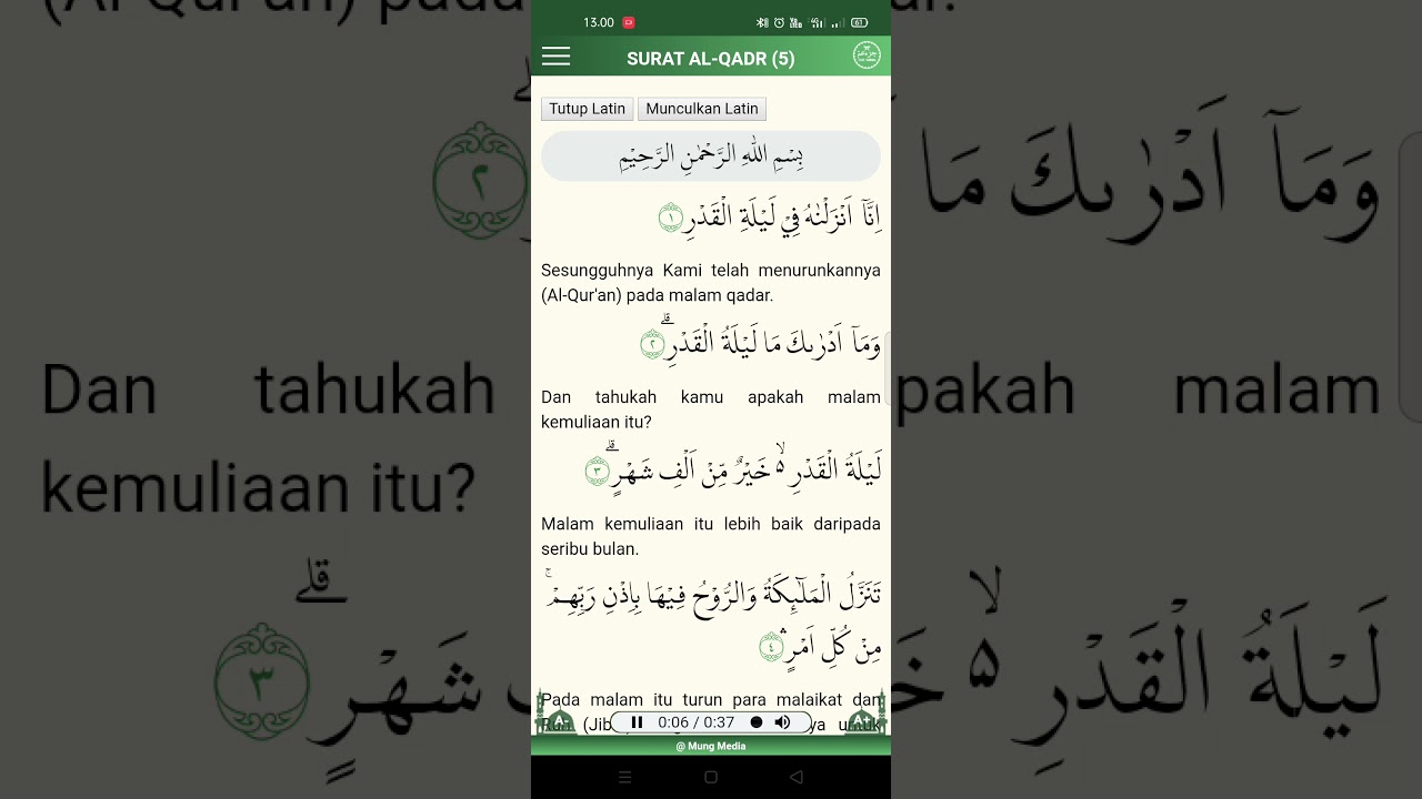 Surat Al Qadr Terjemahan Bahasa Indonesia