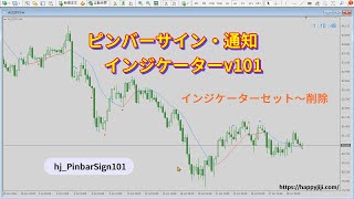 MT4｜ピンバー出現サイン表示、通知インジケーター｜hj PinbarSign101セット～削除