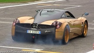 Gold Pagani Huayra Launch, Powerslides and Accelerations!