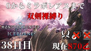 【モンハンワールドアイスボーン】0からミラボレアスまで双剣裸縛り 38日目 事故4が多いハウスダストモンスター 現在870乙～【モンハンワールドアイスボーン配信】