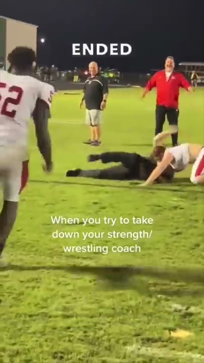 This football player tried to wrestle his coach and it backfired 