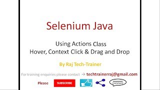 Selenium Java Actions Class Hover Context Menu Drag and Drop Example