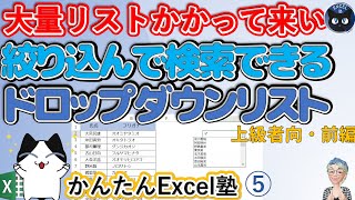 検索できる高度なドロップダウンリスト,大量リストからのドロップダウン、Excelスキルアップの仕事術5回