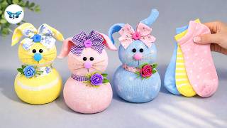You Can’t Sew? This Video Is For You!🐰Easy & Quick Sock Bunny🧦Easter Decor DIY🥚