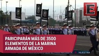 Elementos de la Marina realizan ensayo para desfile militar