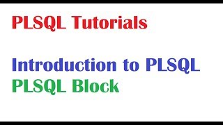 PLSQL Tutorials for Beginners Introduction To PLSQL