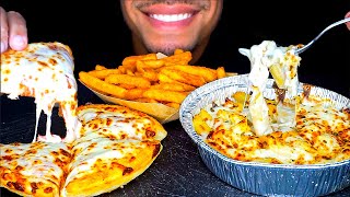 ASMR Pizza Hut My Hut Box Fries Cheesy Alfredo Pasta Eating No Talking Mukbang Mouth Sounds