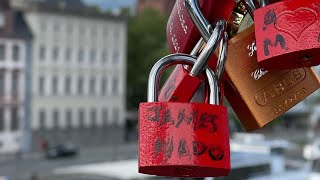 “Love Locks” on Eiserner Steg Bridge in Frankfurt, Germany