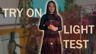 try on transparent dresses and testing them with light