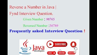 Reverse a Number in Java | Interview Question | Java Developers :-