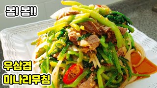 [우삼겹 미나리무침] 향긋한 봄미나리와 우삼겹으로 봄! 봄봄!! ㅣ Seasoned water parsley with beef pork belly