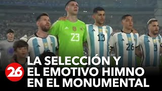 Así sonó el emotivo Himno Nacional Argentino junto a los campeones en el Monumental