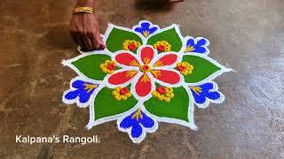 Simple Method Easy Rangoli Unique Rangoli Kollam Kalpana's Rangoli