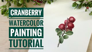 How I painted cranberries with watercolors | Realistic Painting