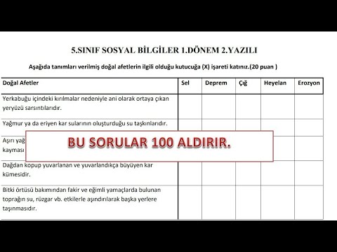 5.SINIF SOSYAL BİLGİLER 1.DÖNEM 2.YAZILI - YouTube