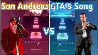 Tiles Hop ‐ GTA San Andreas Theme Song Remix VS GTA 5 Theme Song | Vishwas Gamer FF