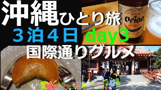 【ひとり旅】沖縄3泊4日グルメと観光の旅行 day3 国際通りのれん街で食べて飲んで