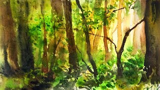 Simple Watercolor Forest Demonstration