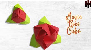 How To Make an Origami Magic Rose Cube || origami rose || rose cube || origami flowers||Creative H.I