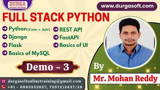 FULL STACK PYTHON tutorials || Demo - 3 || by Mr. Mohan Reddy On 13-06-2026 @9PM (IST)