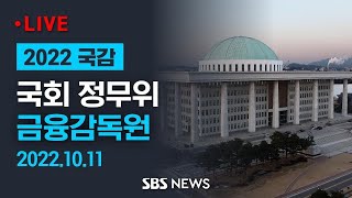 국회 정무위, 금융감독원 상대 국정감사 (오후) / SBS