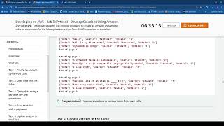 Developing on AWS: Lab 3 Python - Develop Solutions Using Amazon DynamoDB