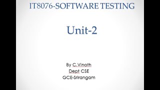 UNIT-2 SOFTWARE TESTING-PART-1