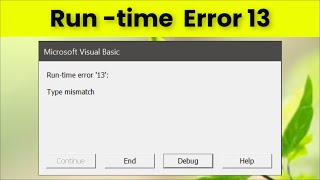 Excel VBA - Microsoft Visual Basic - Runtime Error 13 - Type Mismatch