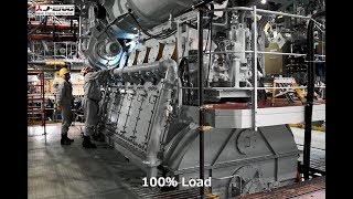 Trial run of a marine diesel engine at shop/舶用エンジンの陸上試運転