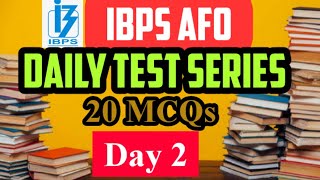 DAY 2 || Daily Test Series 20 MCQs  || #IBPSAFO  #NABARD  #RRBSO #AAO #AEO #NSCL #IARI #IFFCO #ICAR