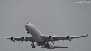 Swiss International Airlines (SWR) Airbus A340-300X HB-JMJ 成田国際空港 離陸 2012.4.22