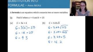 Substitution into formulae