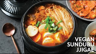 Vegan Sundubu Jjigae or Korean Soft Tofu Stew Recipe | Asian Food