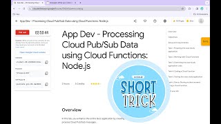 App Dev - Processing Cloud Pub/Sub Data using Cloud Functions: Node.js || #qwiklabs || #coursera