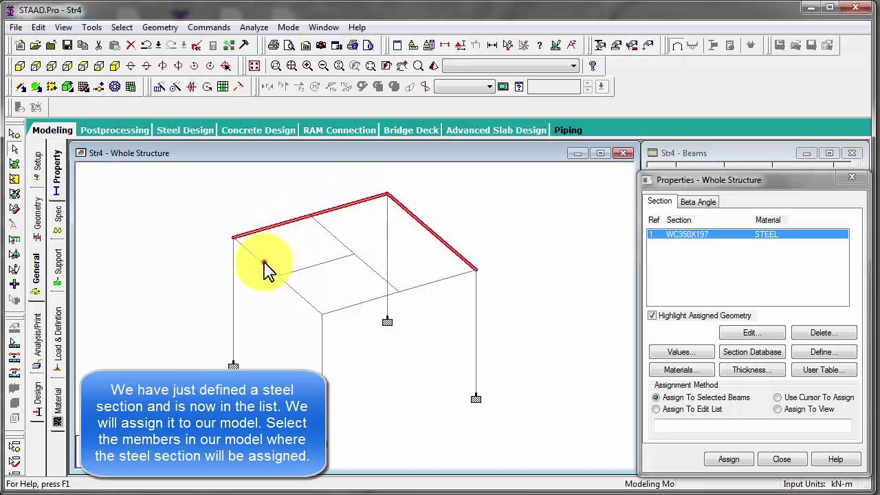 Define And Assign Steel Sections In Staad Pro V8i Youtube