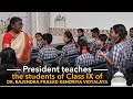 President Droupadi Murmu teaches the students of Class IX of Dr. Rajendra Prasad Kendriya Vidyalaya