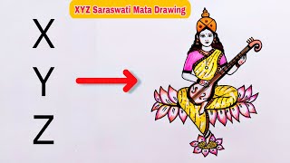 XYZ - Easy saraswati drawing for begginers | saraswati mata drawing | saraswati puja drawing