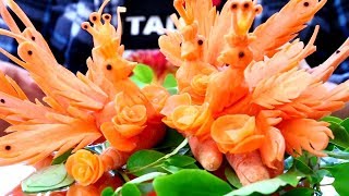 Carrot Peacock Skill  | Vegetable Carving Garnish | Party Food Decoration