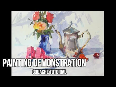 Живописный этюд гуашью. Painting TUTORIAL. GOUACHE - YouTube