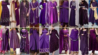 New Model Purple Colour Anarkali Suit Design Ideas 2023 | Purple Anarkali Suit set