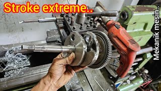 Making extreme crankshaft stroke for slotting machine