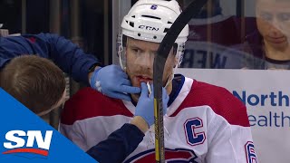 Canadiens’ Shea Weber Bloodied After Stopping Puck With Mouth