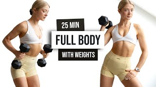 25 MIN INTENSE FULL BODY Dumbbell HIIT Workout - With Weights, No Jumping, No Repeat Home Workout