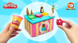 DIY Miniature Ice Cream Shop. How to make Play Doh Clay Ice Cream Stand