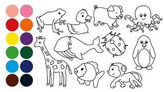 ANIMALES dibujar y colorear para niños | Desenhar e Colorir ANIMAIS para crianças