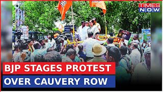 BJP Holds Protest In Mandya Against Cong Govt | Cauvery River Row Continues In Karnataka | Top News