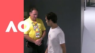 Federer gets stopped by security. Safety first at the AO! | Australian Open 2019