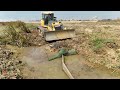 smart skills dozer trimming slope into water and cleaning land with huge jobs landfilling project